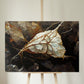 Leaf in Web White, Wall Art, Canvas, Wabi Sabi