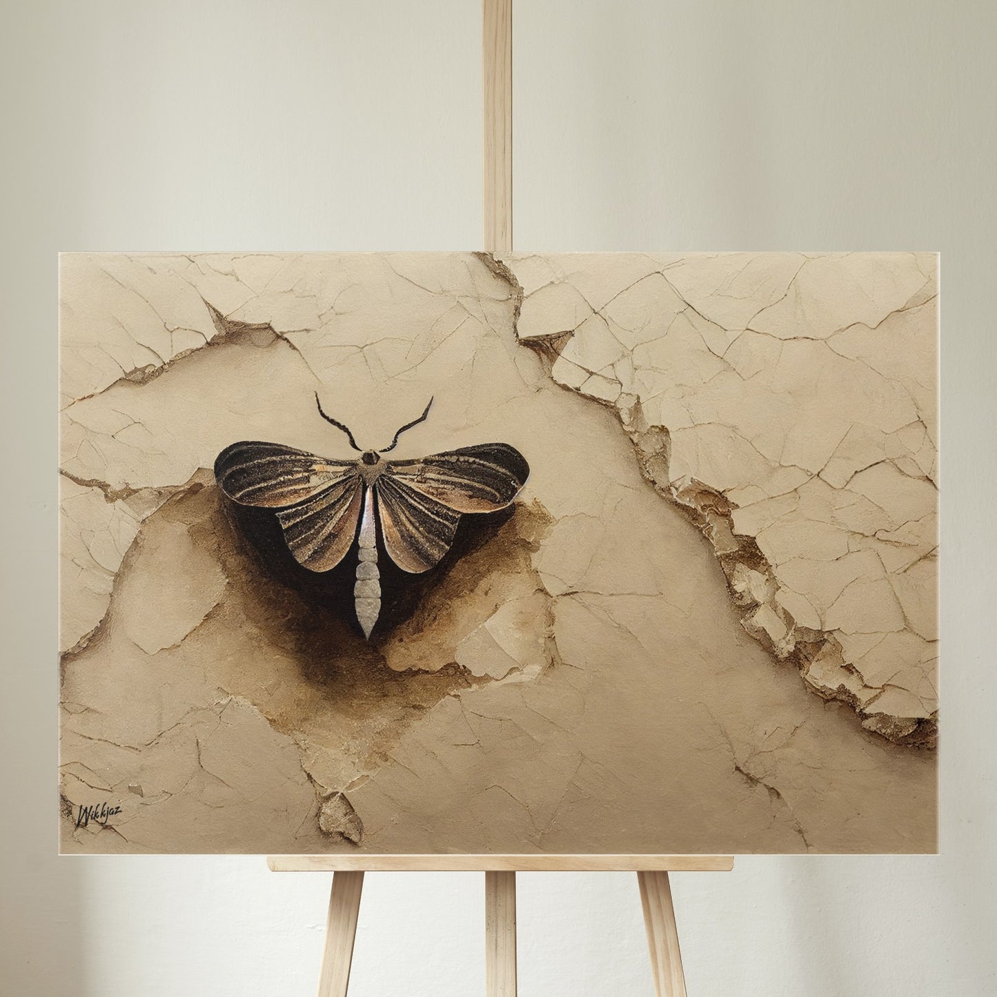 Moth From Stone, Wall Art, Canvas, Wabi Sabi